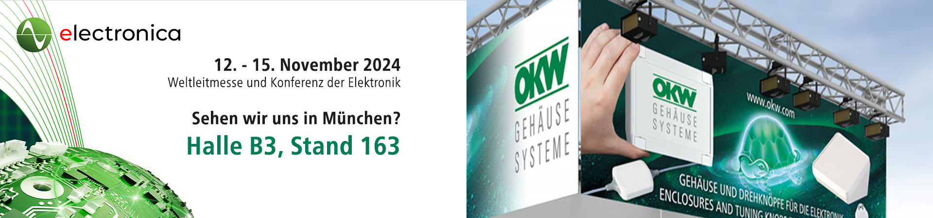 OKW Gehäusesysteme auf der electronica 2024: Halle B3, Stand 163